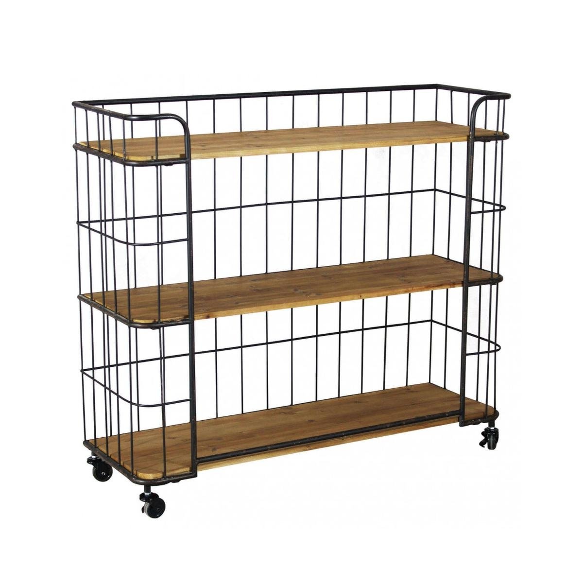 Scaffale libreria con ruote stile industriale Alban