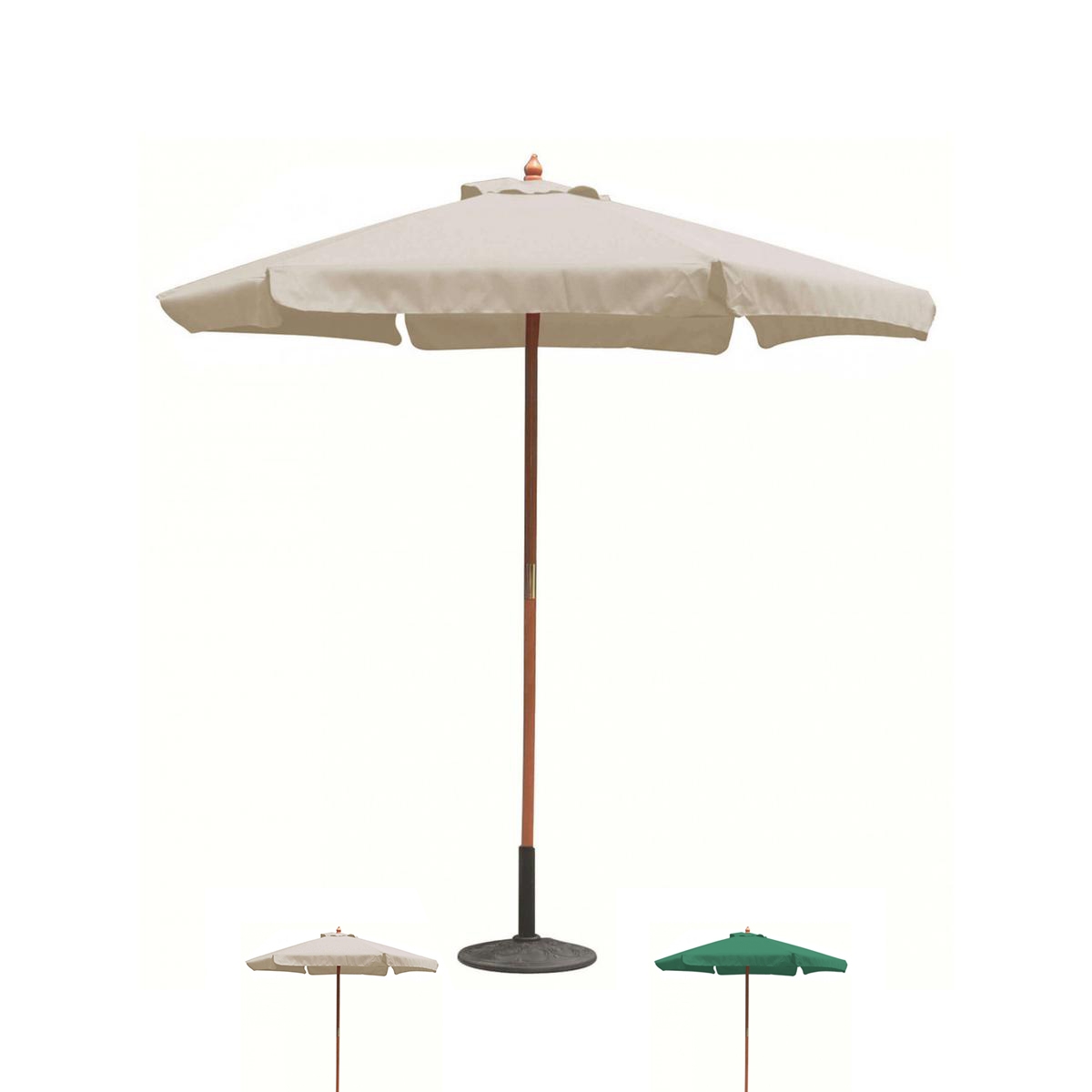 Ombrellone da giardino rotondo Ø2,5m palo centrale in legno Fantasy