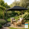 Ombrellone da giardino a braccio orientabile in alluminio palo decentrato 3x3 Vienna Noir Promozione