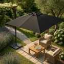Ombrellone da giardino a braccio orientabile in alluminio palo decentrato 3x3m Paradise Noir Saldi