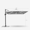 Ombrellone giardino anti uv con Luce Solare Led quadrato 3x3m braccio alluminio Paradise 
