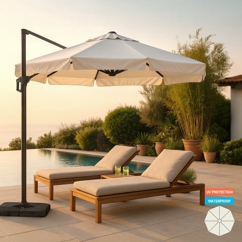 Ombrellone da giardino a braccio 3x3 palo laterale decentrato Boracay Promozione