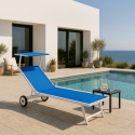 Lettino da giardino spiaggia piscina con ruote in alluminio Alabama Sconti
