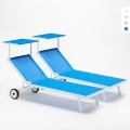 2 Lettini giardino piscina piscina con ruote in alluminio Alabama Promozione