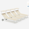4 Lettini giardino piscina e spiaggia con ruote in alluminio Alabama Promozione
