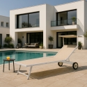 4 Lettini giardino piscina e spiaggia con ruote in alluminio Alabama Saldi