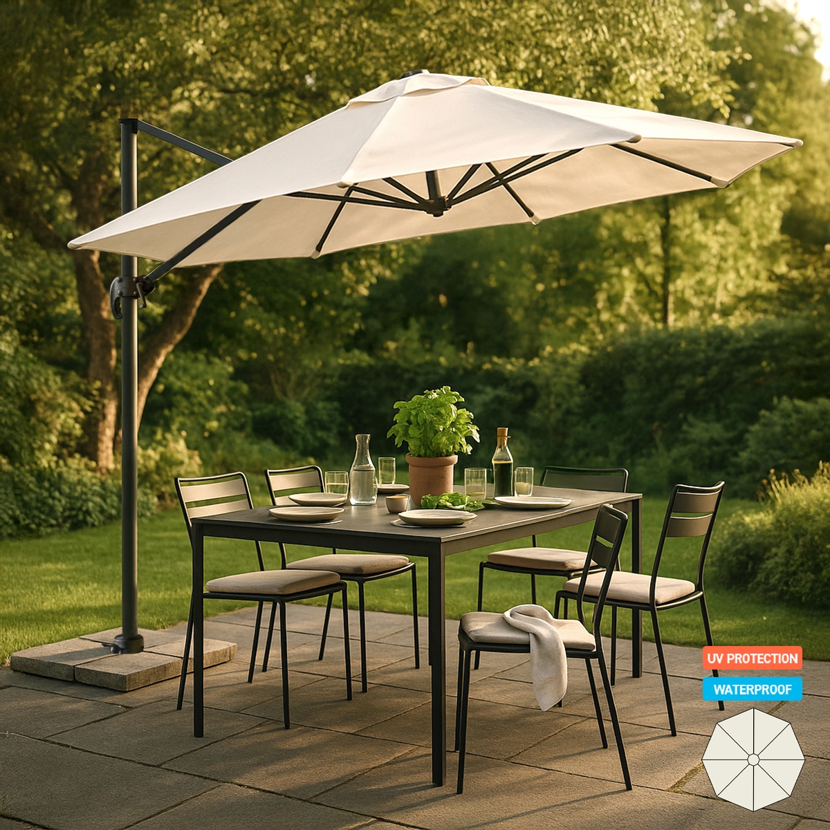 Ombrellone giardino 3 metri braccio decentrato alluminio Paradise Promozione Ombrellone giardino 3 metri braccio decentrato alluminio Paradise Promozione