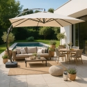 Ombrellone giardino anti uv 3,5x3,5m quadrato braccio alluminio Copenaghen Saldi