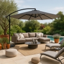 Ombrellone giardino 3 metri braccio decentrato alluminio ottagonale bar hotel Fan Noir Caratteristiche
