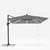 Ombrellone palo decentrato a braccio orientabile con luce solare Led 3x3m Paradise Brown Light 