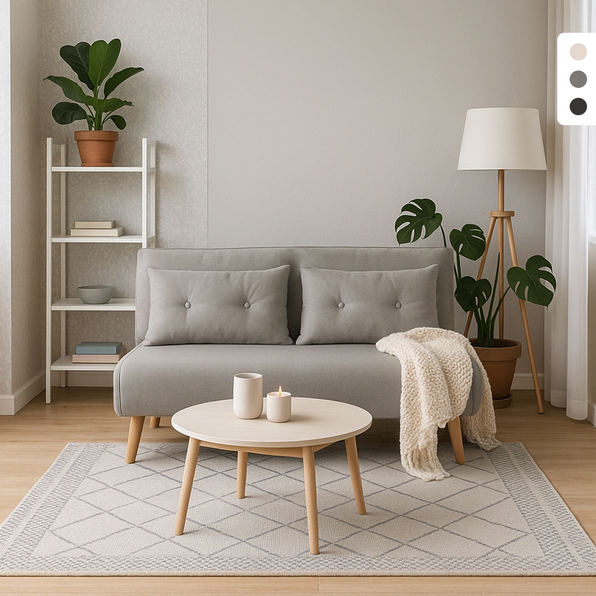 Divano letto soggiorno 2 posti stile scandinavo tessuto Elettra