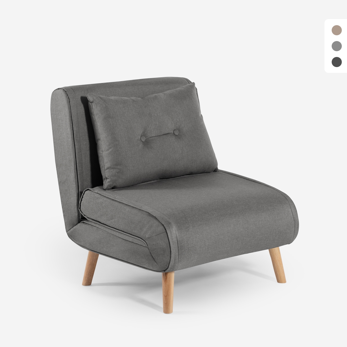 Poltrona letto pieghevole tessuto piedini in legno Miriam