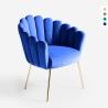 Sedia poltrona a conchiglia design moderno velluto gambe dorate Calicis Promozione