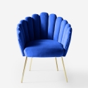 Sedia poltrona a conchiglia design moderno velluto gambe dorate Calicis Scelta