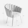 Sedia poltrona a conchiglia design moderno velluto gambe dorate Calicis 