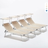 4 Lettini Prendisole in Alluminio da Spiaggia Mare con Tettuccio Regolabile Nettuno Promozione