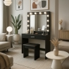 Postazione trucco nero con lampadine LED specchio sgabello Gaia Black Promozione
