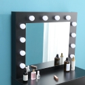 Postazione trucco nero con lampadine LED specchio sgabello Gaia Black Acquisto