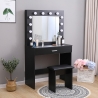 Postazione trucco nero con lampadine LED specchio sgabello Gaia Black Catalogo