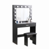 Postazione trucco nero con lampadine LED specchio sgabello Gaia Black Saldi