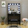 Postazione trucco nero con lampadine LED specchio sgabello Gaia Black Scelta
