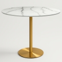 Tavolo da pranzo rotondo stile Goblet 120cm effetto marmo dorato Monika+ Promozione