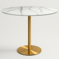 Tavolo da pranzo rotondo stile Goblet 120cm effetto marmo dorato Monika+ Promozione