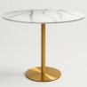 Tavolo da pranzo rotondo stile Goblet 120cm effetto marmo dorato Monika+ Promozione