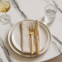 Tavolo da pranzo rotondo stile Goblet 120cm effetto marmo dorato Monika+ Caratteristiche