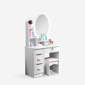 Mobile postazione trucco specchio rotondo sgabello camera da letto Babette Catalogo