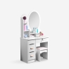 Mobile postazione trucco specchio rotondo sgabello camera da letto Babette Catalogo