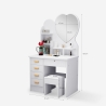 Postazione trucco toeletta specchio cuore sgabello camera da letto Clara Acquisto