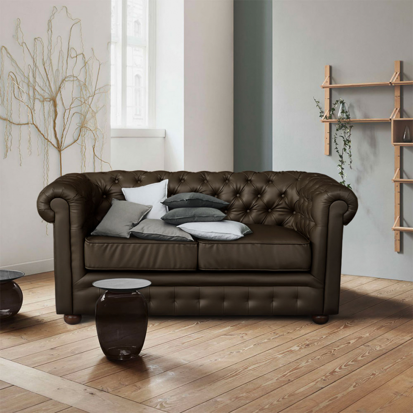 Couch Sofa Aus Kunstleder 2 Sitzplatze Design Chesterfield
