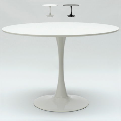 tavolo Tulipan 120 cm rotondo bianco e nero per soggiorno bar cucina ristorante Promozione