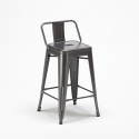 sgabello bar industrial con schienale in metallo h61cm steel top 