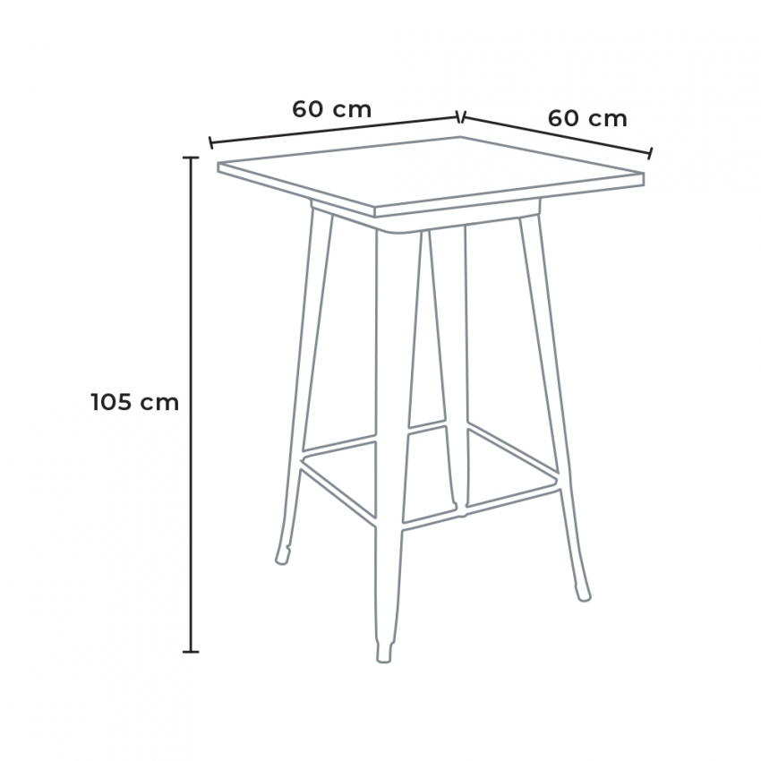 Tavolino alto per sgabelli Tolix industrial acciaio metallo 60x60