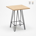 Tavolino alto per sgabelli Industrial 60x60 metallo acciaio legno Bolt Sconti