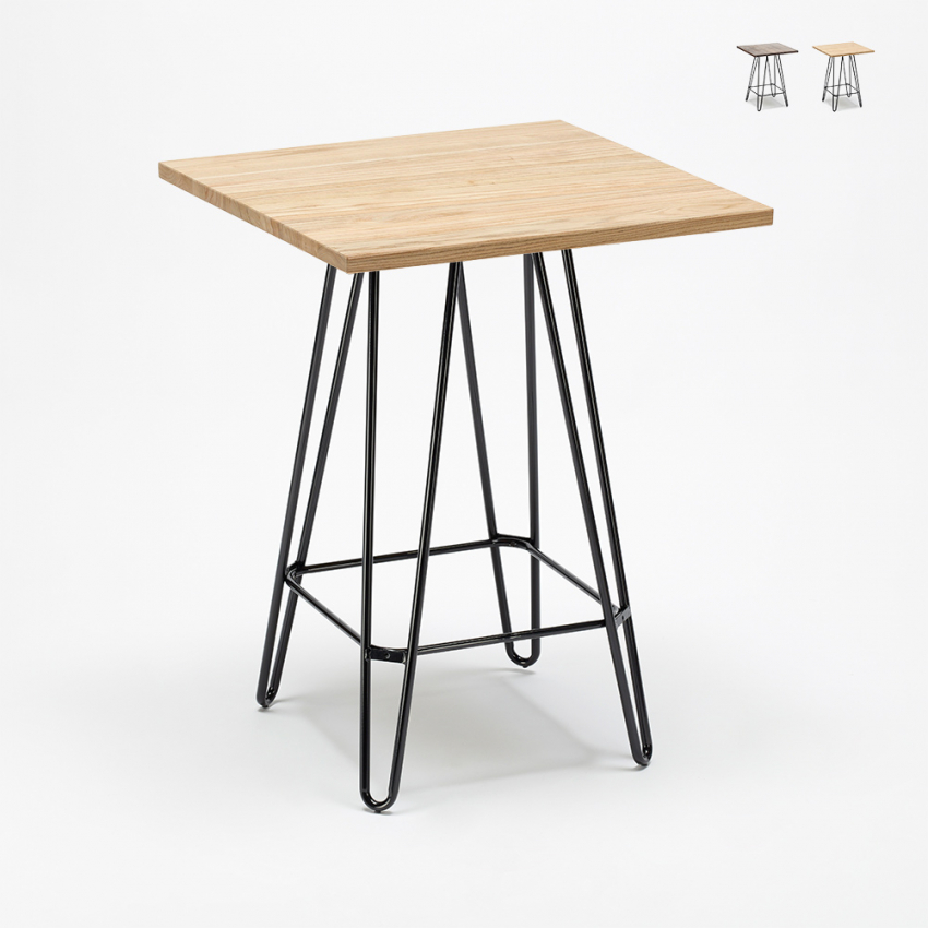 Tavolino alto per sgabelli Industrial 60x60 metallo acciaio legno Bolt Sconti Tavolino alto per sgabelli Industrial 60x60 metallo acciaio legno Bolt Sconti