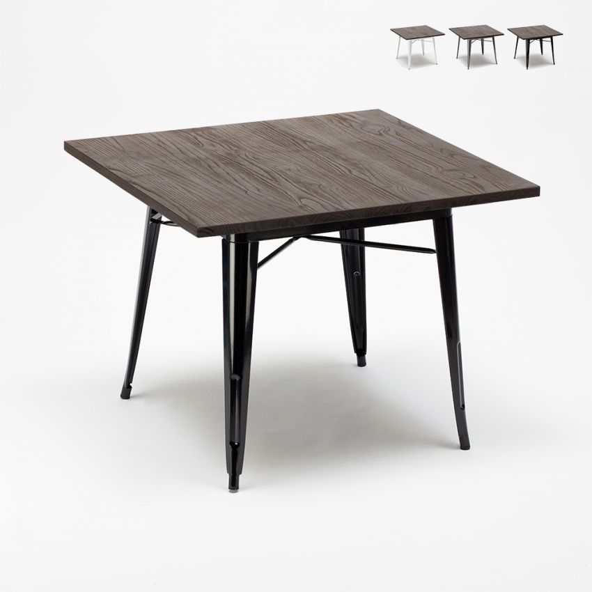 tavolo Lix industrial in acciaio e legno 80x80 bar e casa allen Caratteristiche