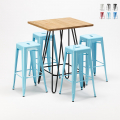 set tavolo alto e 4 sgabelli in metallo stile industriale brooklyn per bar e pub Promozione