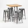 set tavolo alto e 4 sgabelli in metallo stile industriale brooklyn per bar e pub Prezzo