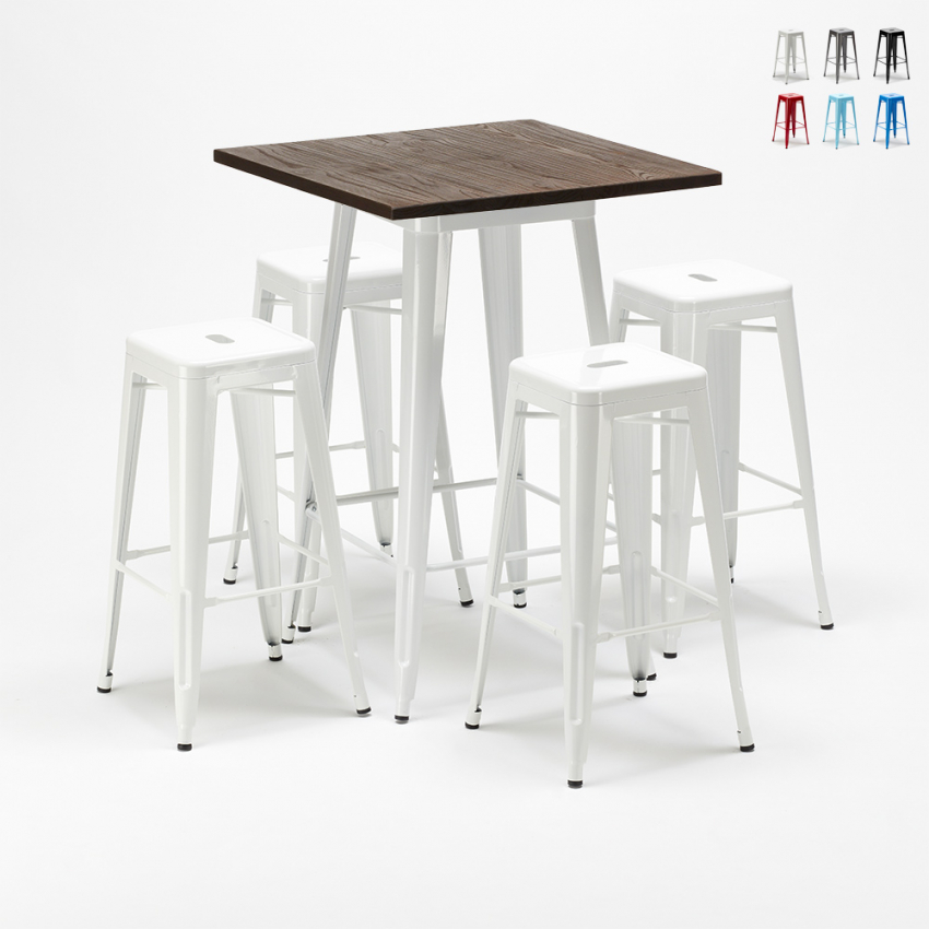 set tavolo alto e 4 sgabelli in metallo stile industriale harlem per bar e pub Costo set tavolo alto e 4 sgabelli in metallo stile industriale harlem per bar e pub Costo