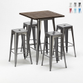 set tavolo alto e 4 sgabelli in metallo stile industriale williamsburg Promozione