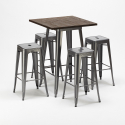 set tavolo alto e 4 sgabelli in metallo stile industriale williamsburg Offerta
