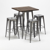 set tavolo alto e 4 sgabelli in metallo stile industriale williamsburg Offerta