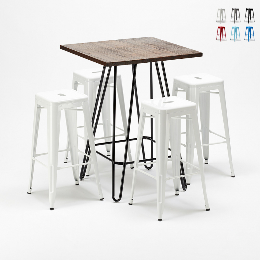set tavolo alto e 4 sgabelli in metallo stile industrial kips bay per pub Promozione set tavolo alto e 4 sgabelli in metallo stile industrial kips bay per pub Promozione