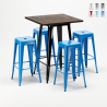 set tavolo alto e 4 sgabelli in metallo stile industrial little italy Caratteristiche
