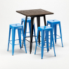 set tavolo alto e 4 sgabelli in metallo stile industrial little italy Prezzo
