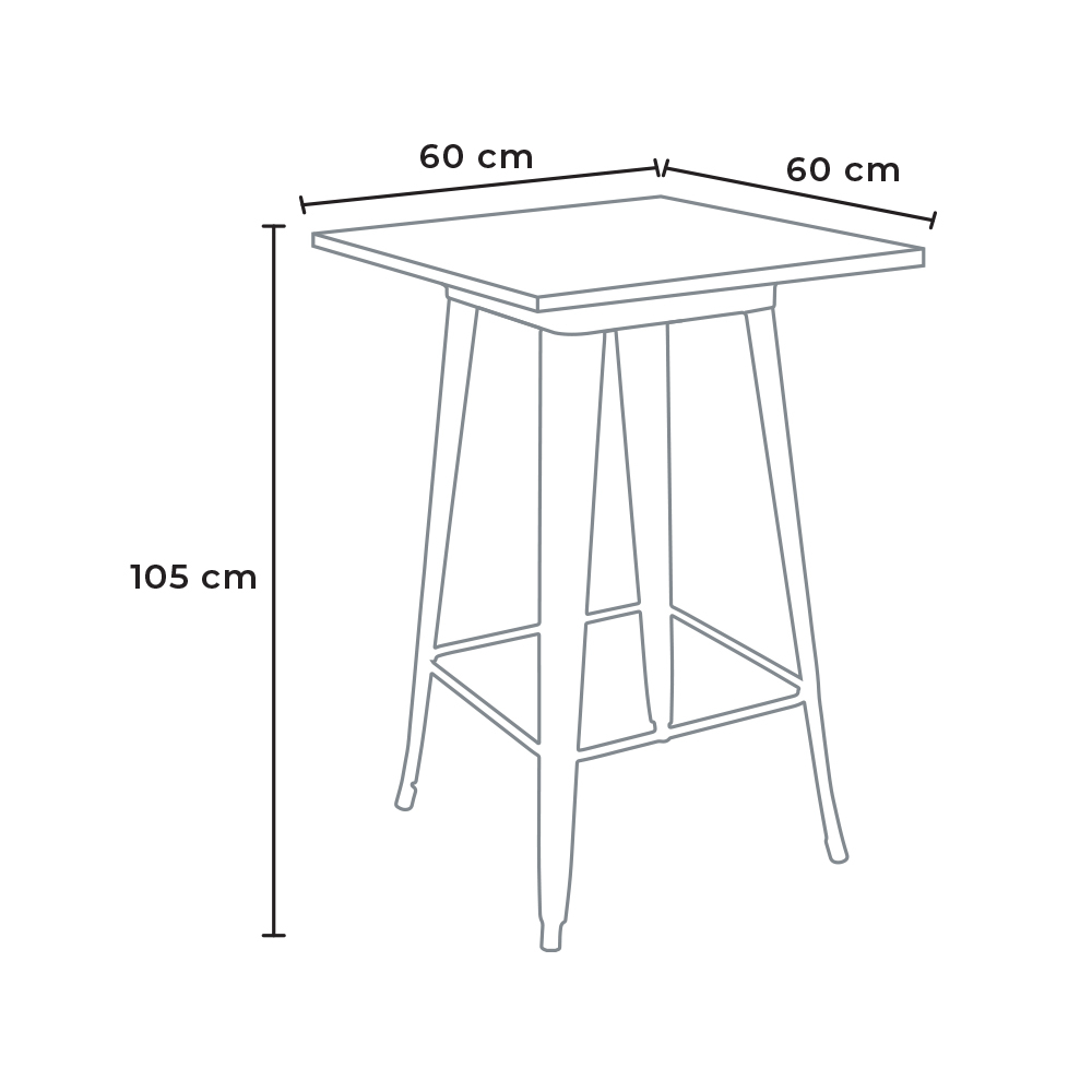 Set tavolo alto e 4 sgabelli in metallo stile Tolix industrial Little Italy