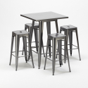 set tavolo alto e 4 sgabelli in metallo design industriale gowanus Offerta